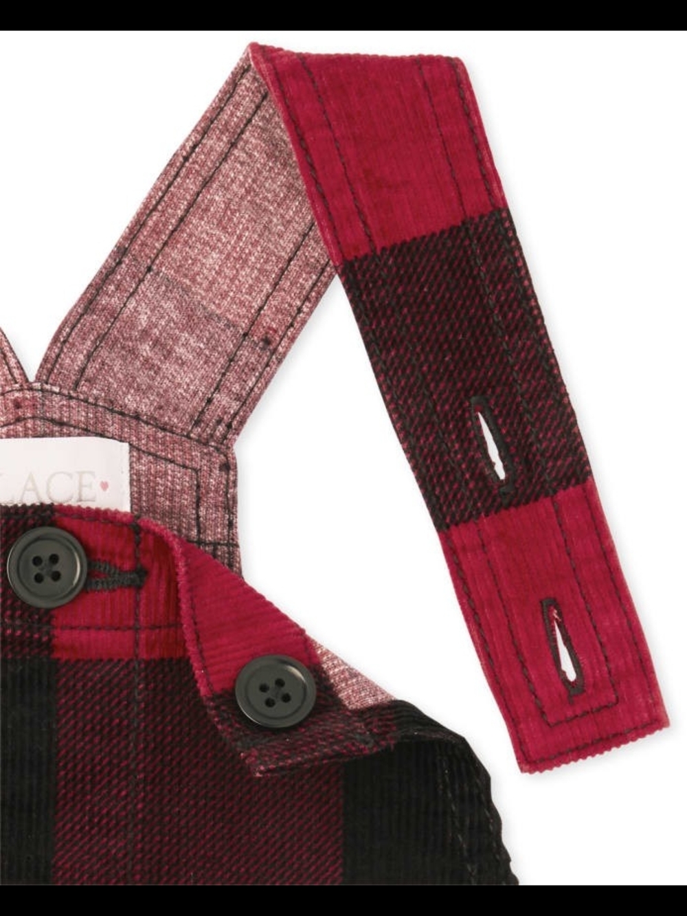 The Children's Place Red and Black Plaid Button-Front Pinafore Dress - Picture 4 of 8